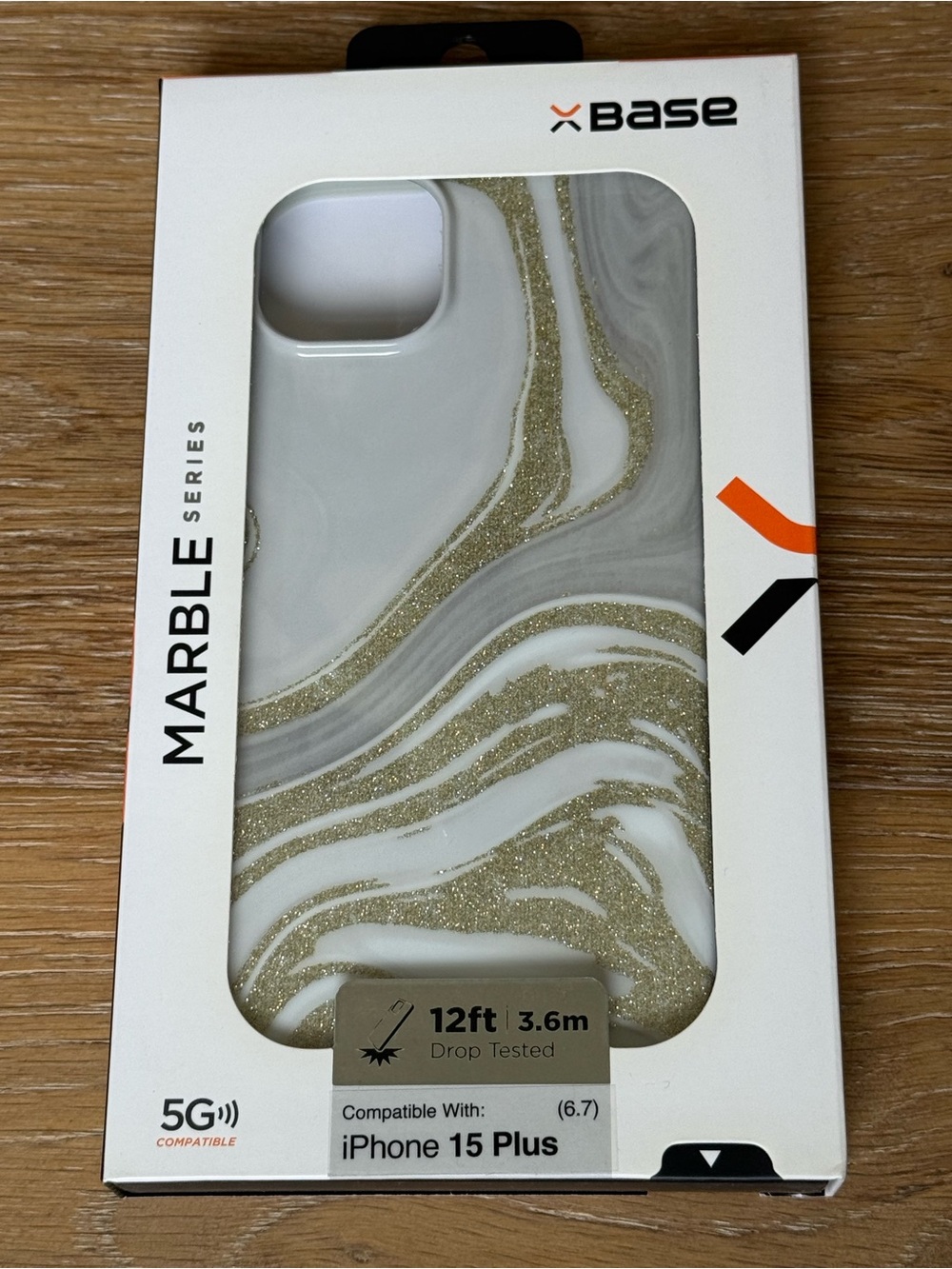 New Marble Series Glitter Gold & White Case for iPhone 15 Plus